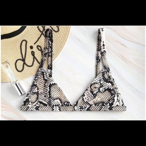 Snakeskin Print Bikini Top